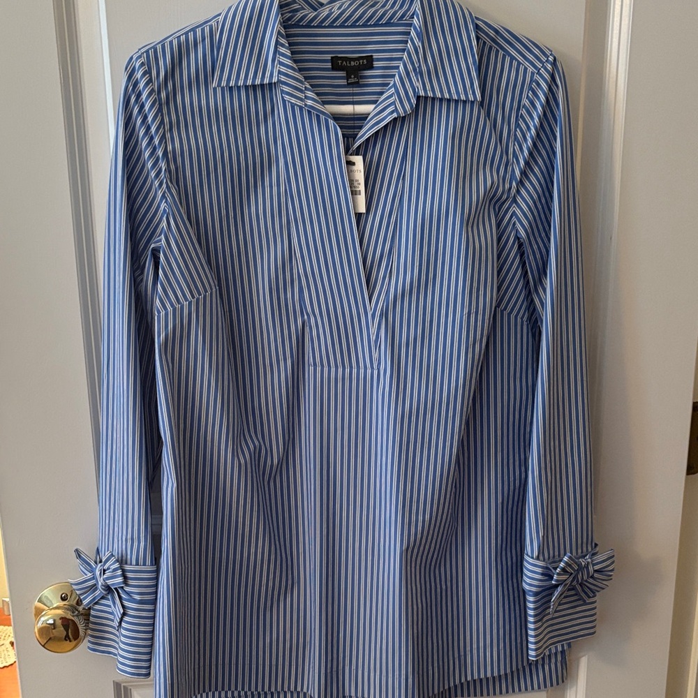 Talbots Striped Blue and White Button Down Shirt
